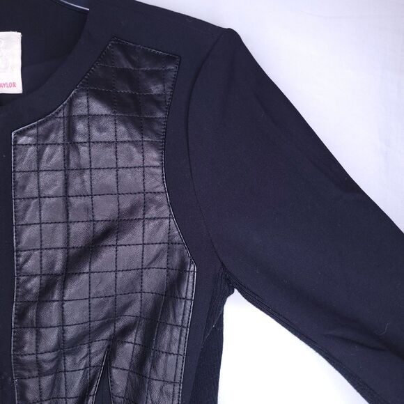 Rebecca Taylor Jacket 2 Black Wool Lamb Leather Full Zip - Picture 4 of 11
